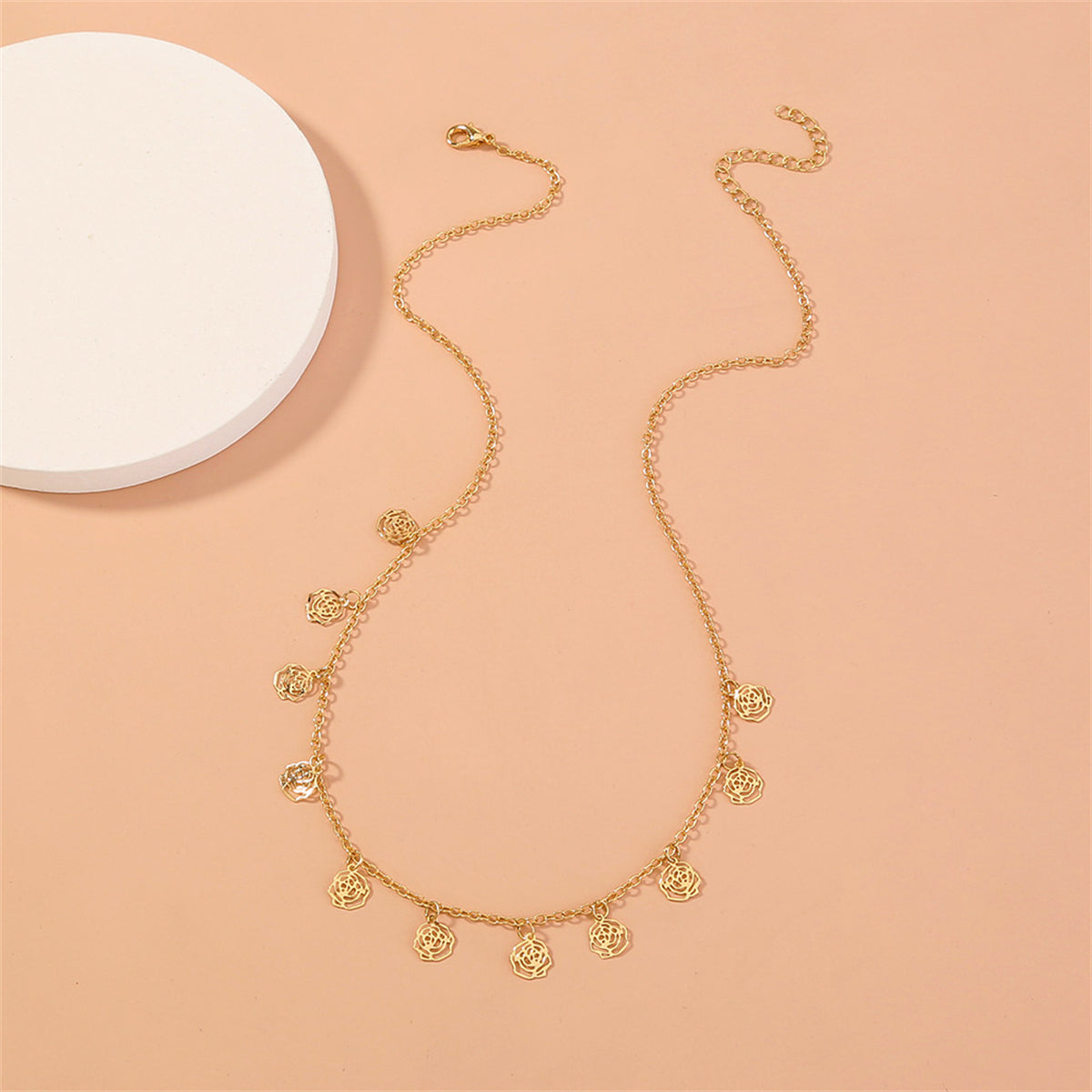 18K Gold-Plated Open Flower Station Necklace
