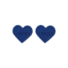 Blue Enamel & Silver-Plated 'Love' Heart Stud Earrings