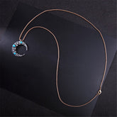 Blue Cubic Zirconia & 18K Gold-Plated Moon Pendant Necklace