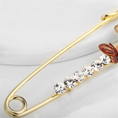 Cubic Zirconia & Enamel 18K Gold-Plated Butterfly Pin Brooch