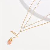 Gemstone & 18K Gold-Plated Layered Drop-Link Necklace