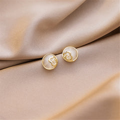 Cats Eye & 18K Gold-Plated Floral Stud Earrings