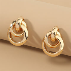 Stunning gold-plated earrings with a layered circular design, crafted in 18K gold plating for a chic look.