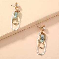 Pearl & Acrylic Two-Tone Paperclip Drop Earrings