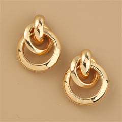 Beautiful 18K gold-plated drop earrings showcasing a unique circular design, ideal for adding flair to your outfit.