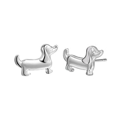 Silver-Plated Dachshund Stud Earrings