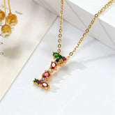 Red Multicolor Crystal & Cubic Zirconia Letter I Pendant Necklace