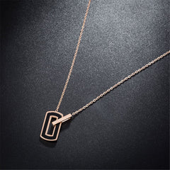 Black & 18K Rose Gold-Plated Openwork Rectangle Pendant Necklace