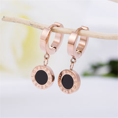 Black & 18K Rose Gold-Plated Huggie Earrings