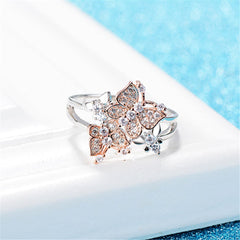 Cubic Zirconia & Two-Tone Butterfly Ring