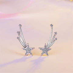 cubic zirconia & Silver-Plated Meteor Ear Climbers - streetregion