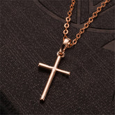 18K Rose Gold-Plated Cross Pendant Necklace