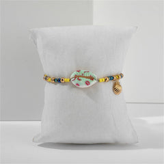 Shell & 18K Gold-Plated Beaded Charm Anklet