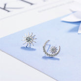 cubic zirconia & Silver-Plated Blue Moon & Star Stud Earrings - streetregion