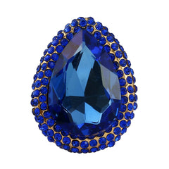Blue Crystal & cubic zirconia Adjustable Teardrop Ring - streetregion