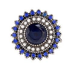Navy & White Cubic Zirconia Sunflower Club Ring