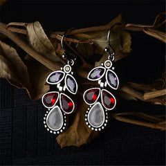 Red & Purple Crystal & Opal Teardrop Earrings - streetregion