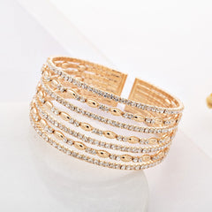 Cubic Zirconia & 18K Gold-Plated Layered Cuff