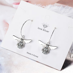 Cubic Zirconia & Silver-Plated Bee Drop Earrings