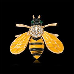 Cubic Zirconia & 18K Gold-Plated Bee Brooch