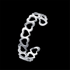 Silver-Plated Linking Hollow Heart Cuff - streetregion