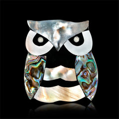 Abalone Shell & Silver-Plated Owl Brooch