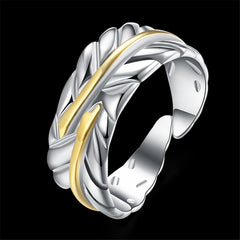Silver-Plated & 18k Gold-Plated Wing Open Ring - streetregion