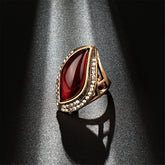 Red & 18K Gold-Plated Abstract Leaf Ring