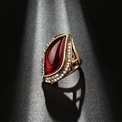 Red & 18K Gold-Plated Abstract Leaf Ring