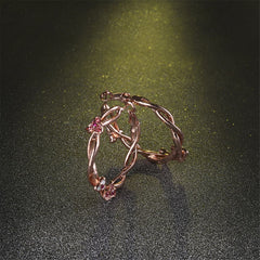 Crystal & 18k Rose Gold-Plated Floral Hoop Earrings - streetregion