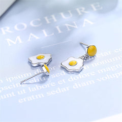 White & Yellow Poached Egg Drop Earrings