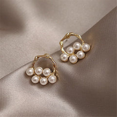 Pearl & 18K Gold-Plated Round Branch Stud Earrings