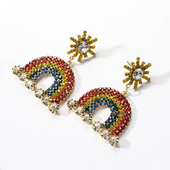 Cubic Zirconia & 18K Gold-Plated Rainbow Drop Earrings