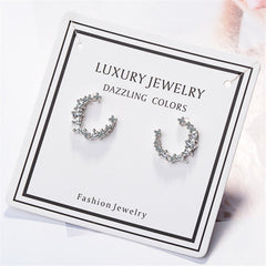 cubic zirconia & Silver-Plated Crescent Stud Earrings - streetregion
