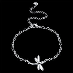 Silver-Plated Dragonfly Anklet