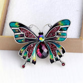 Pink & Teal Cubic Zirconia & Crystal Butterfly Brooch