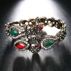 Red Resin & Cubic Zirconia 18K Gold-Plated Botany Bangle