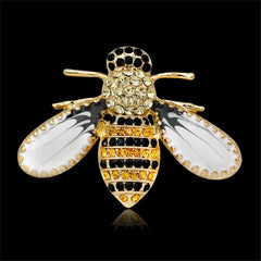 Yellow & Black Cubic Zirconia Bee Brooch