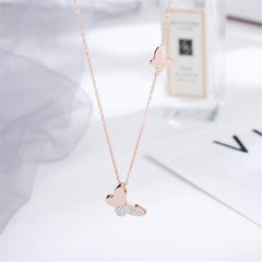 Cubic Zirconia & 18K Rose Gold-Plated Butterfly Pendant Necklace