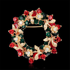 Cubic Zirconia & 18K Gold-Plated Wreath Brooch