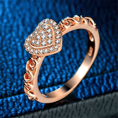 cubic zirconia & 18k Rose Gold-Plated Heart Ring - streetregion