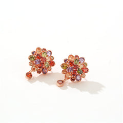 Jewel-Tone cubic zirconia & 18k Rose Gold-Plated Flower Earrings - streetregion