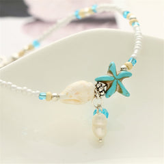 Pearl & Turquoise Shell Charm Anklet
