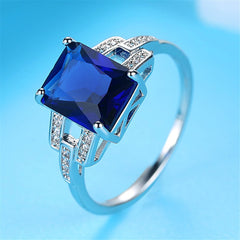 Blue Crystal & Cubic Zirconia Radiant-Cut Ring