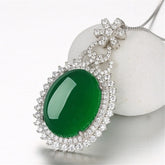 Jade & Cubic Zirconia Botany Halo Pendant Necklace