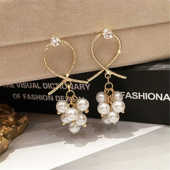 Pearl & Cubic Zirconia 18K Gold-Plated Grape Drop Earrings