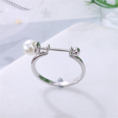 Pearl & Silver-Plated Staff Adjustable Ring