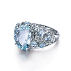 Light Blue Crystal & cubic zirconia Prong-Set Ring - streetregion