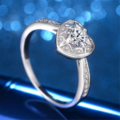 cubic zirconia & Silver-Plated Heart Ring - streetregion