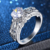 cubic zirconia & Silver-Plated Fleur-de-Lis Heart Ring - streetregion